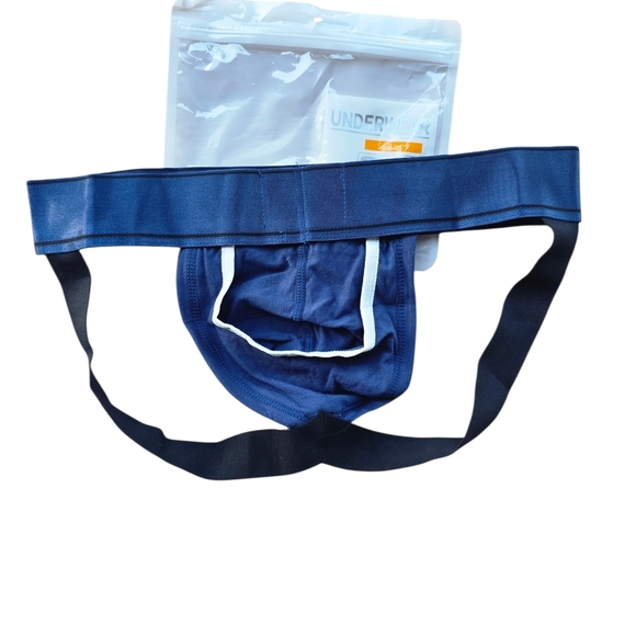 New Aussiebum Navy Blue /black Jocckstrap Size L - Picture 2 of 2